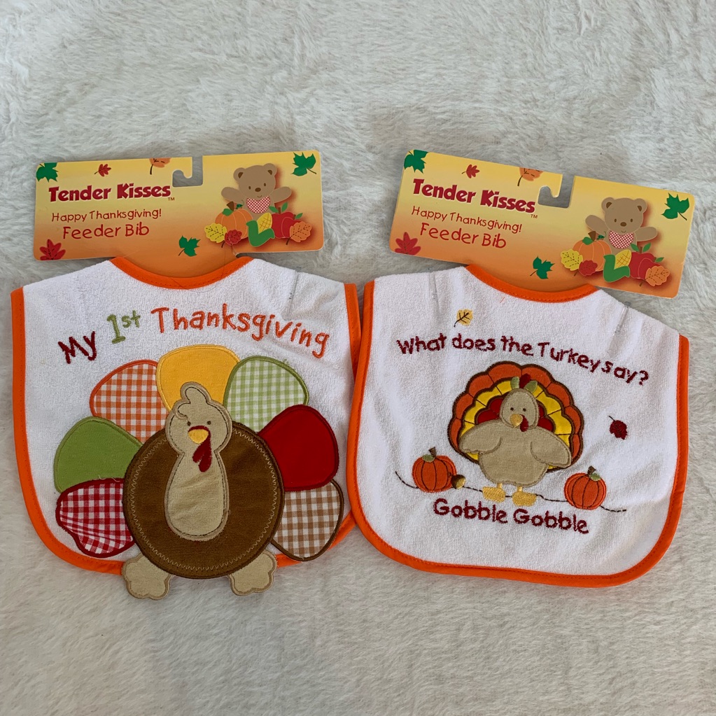 Baby’s First Thanksgiving Lot Of 2 Turkey Bibs